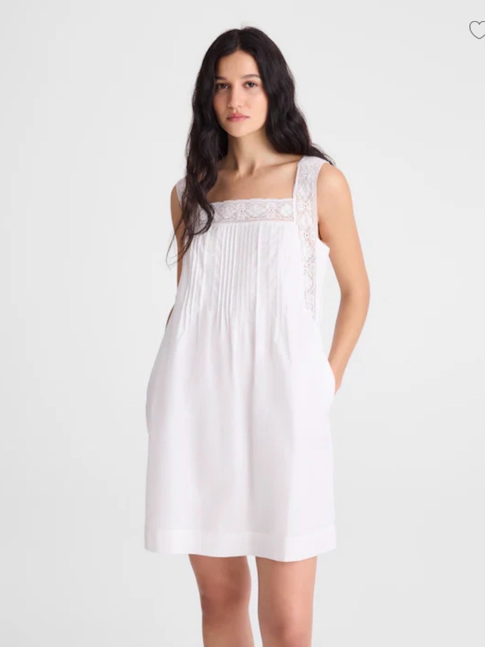 Madewell White Lace-Trim Square-Neck Chemise